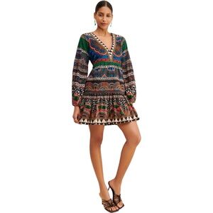 FARM Rio V-Neck Safari Tiger Printed Tunic / Flowy Mini Dress‎ Size Small